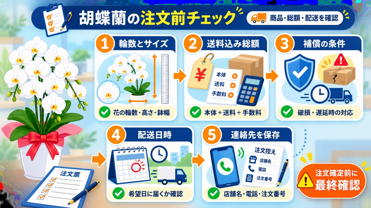 胡蝶蘭を注文する前に確認する項目のチェックリスト