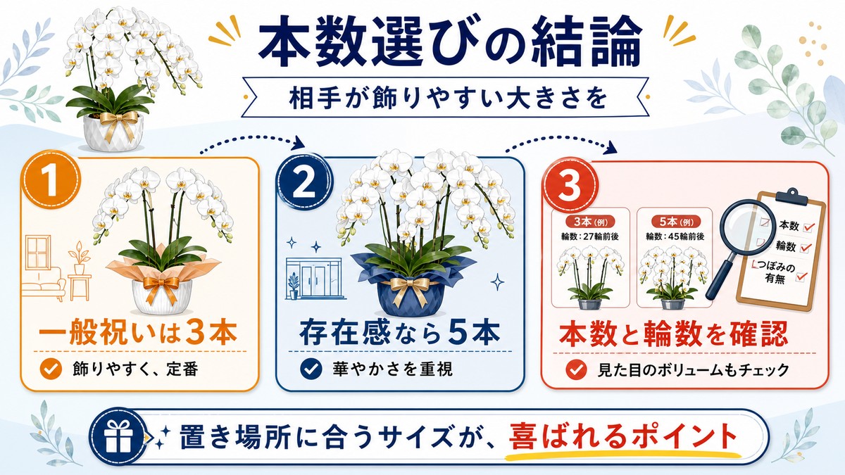 胡蝶蘭の本数選びの結論をまとめた図解