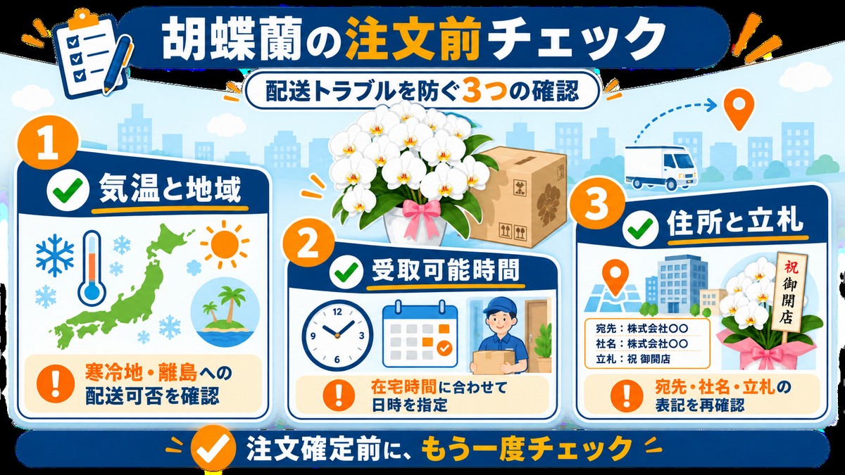 胡蝶蘭通販の配送や立札に関する注意事項
