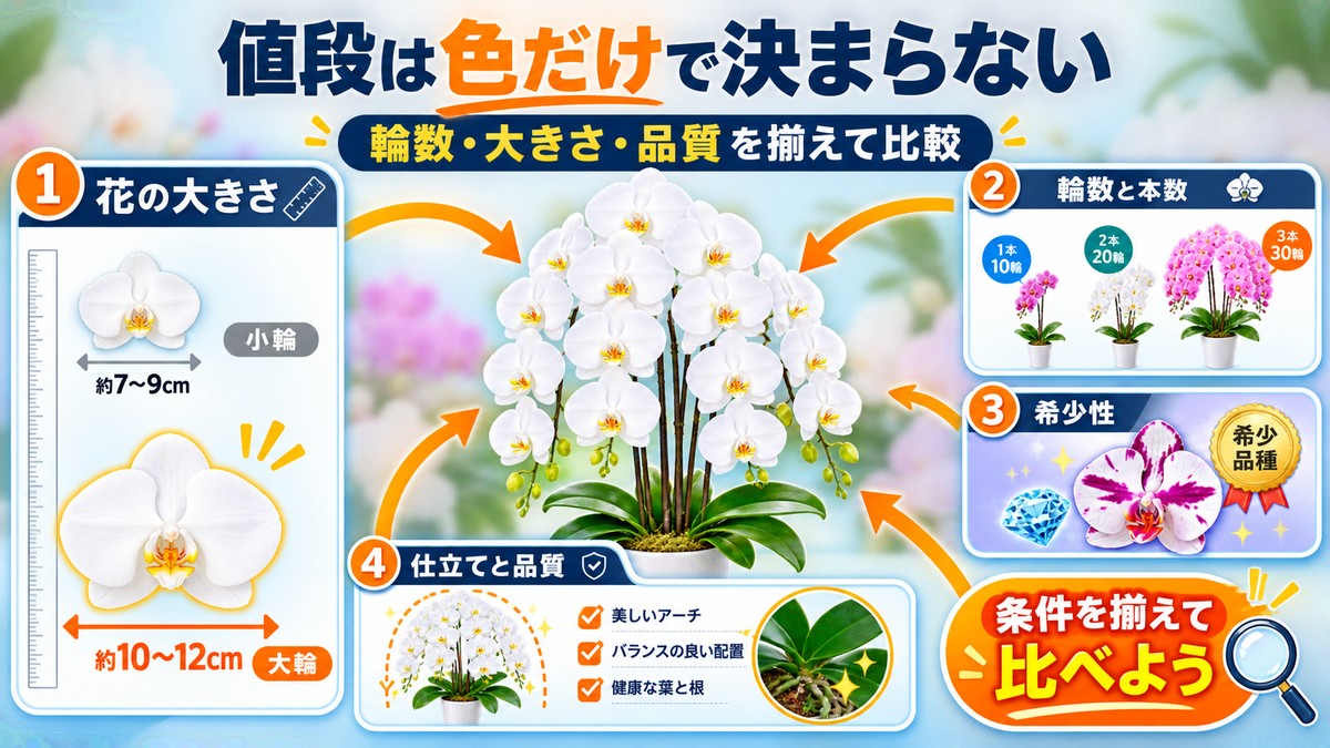 胡蝶蘭の値段を決める色以外の要素