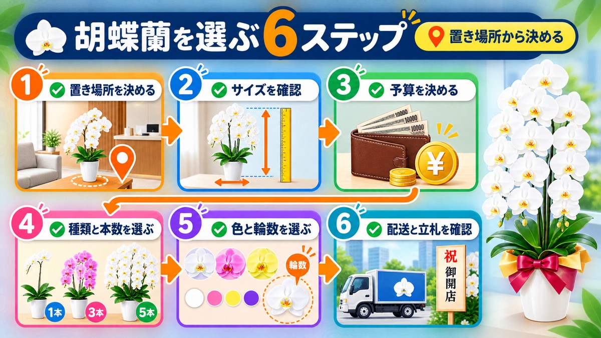 開店祝いの胡蝶蘭を選ぶ手順