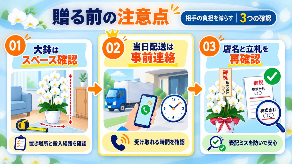 開店祝いに胡蝶蘭を贈る際の注意点