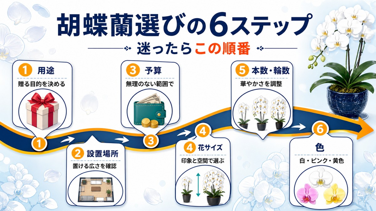 胡蝶蘭を用途から色まで6条件で選ぶ手順