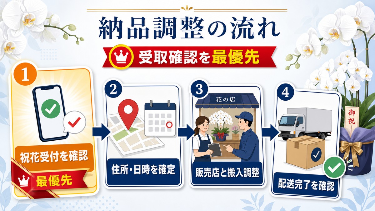 上場祝いの胡蝶蘭を注文して納品するまでの流れ