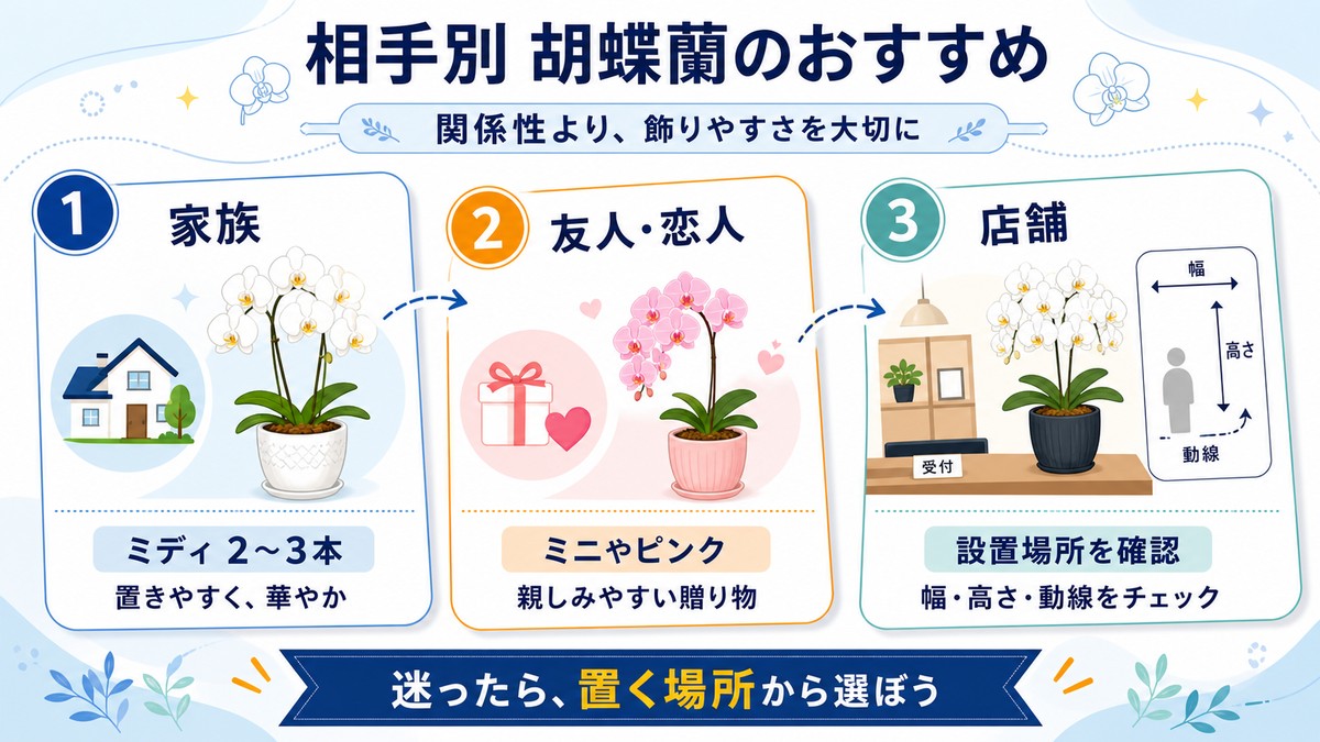 家族や友人や目上の方に合わせた胡蝶蘭の選び方