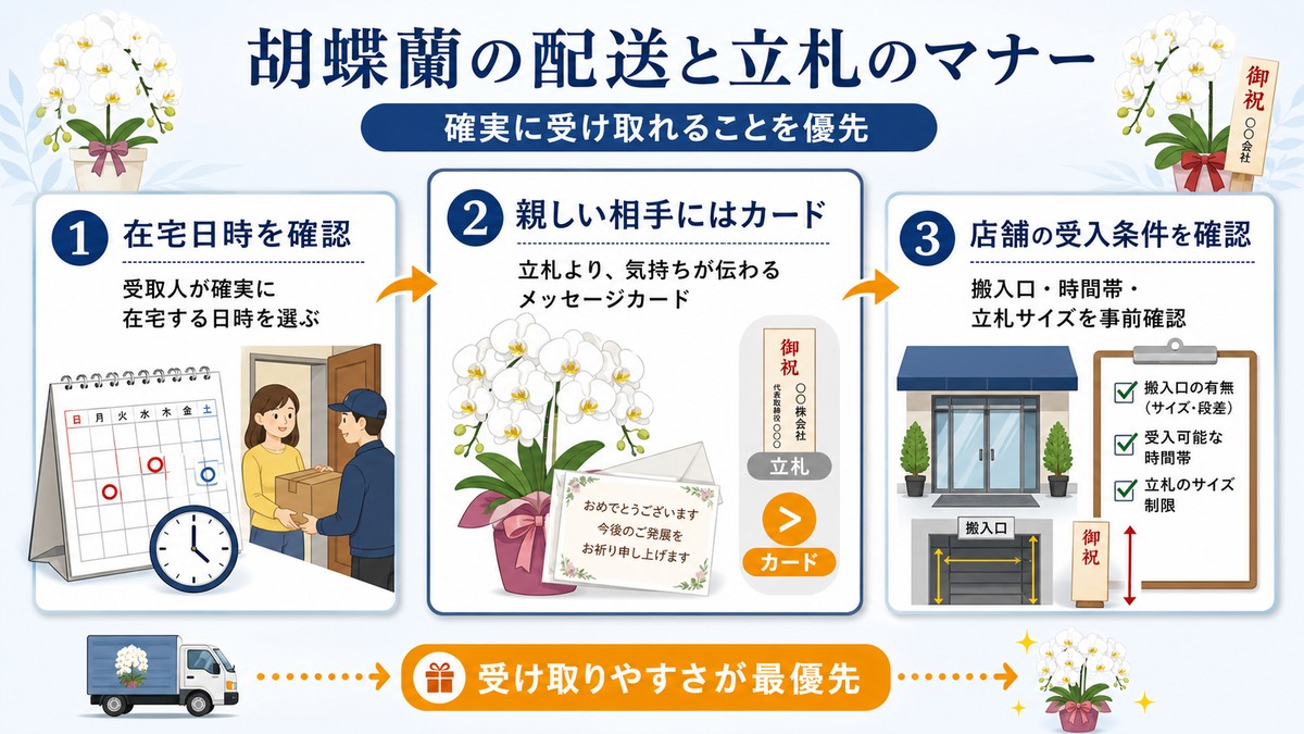 誕生日祝いの胡蝶蘭の立札と配送マナーの注意点