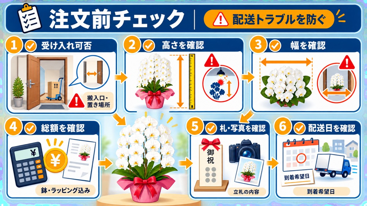 通販でお供え胡蝶蘭を注文する前の確認項目