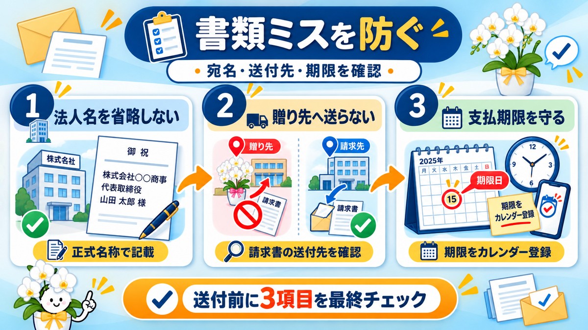 胡蝶蘭の請求書と領収書で起きやすい法人経理のミス