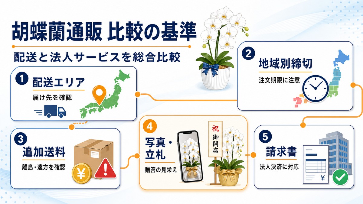 法人向け胡蝶蘭通販の比較基準