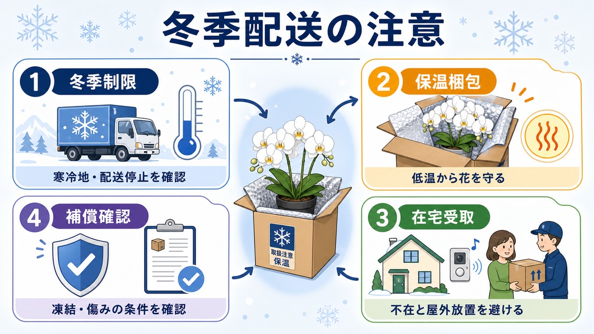 寒冷地への胡蝶蘭配送で注意するポイント