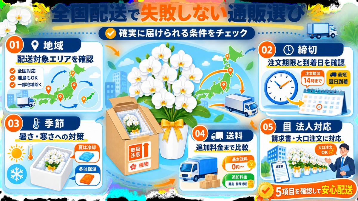 胡蝶蘭の全国配送を選ぶための最終チェック