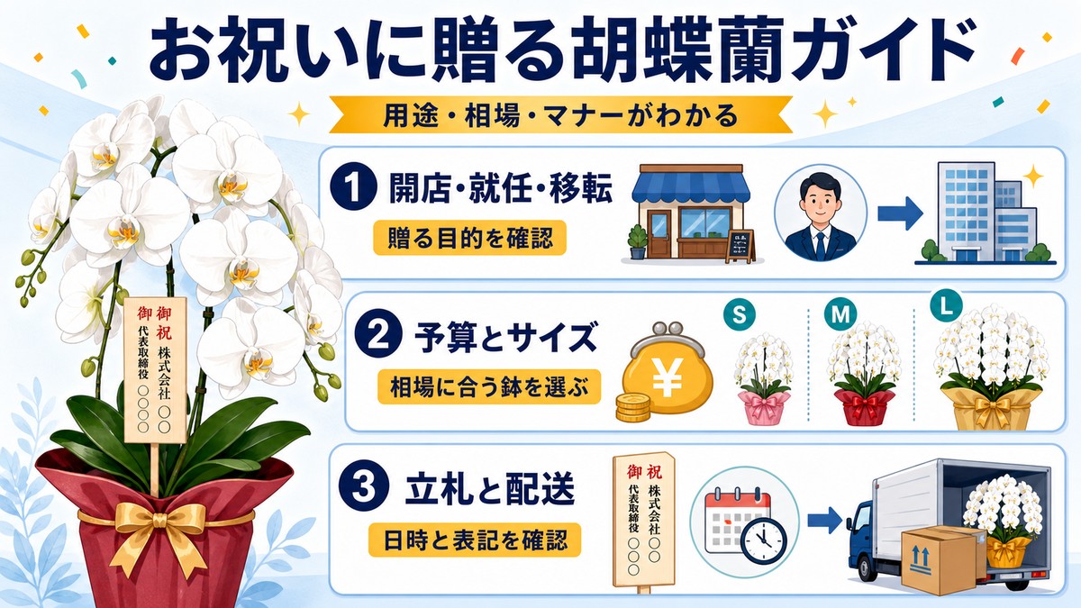 開店祝いや就任祝いに贈る白い胡蝶蘭