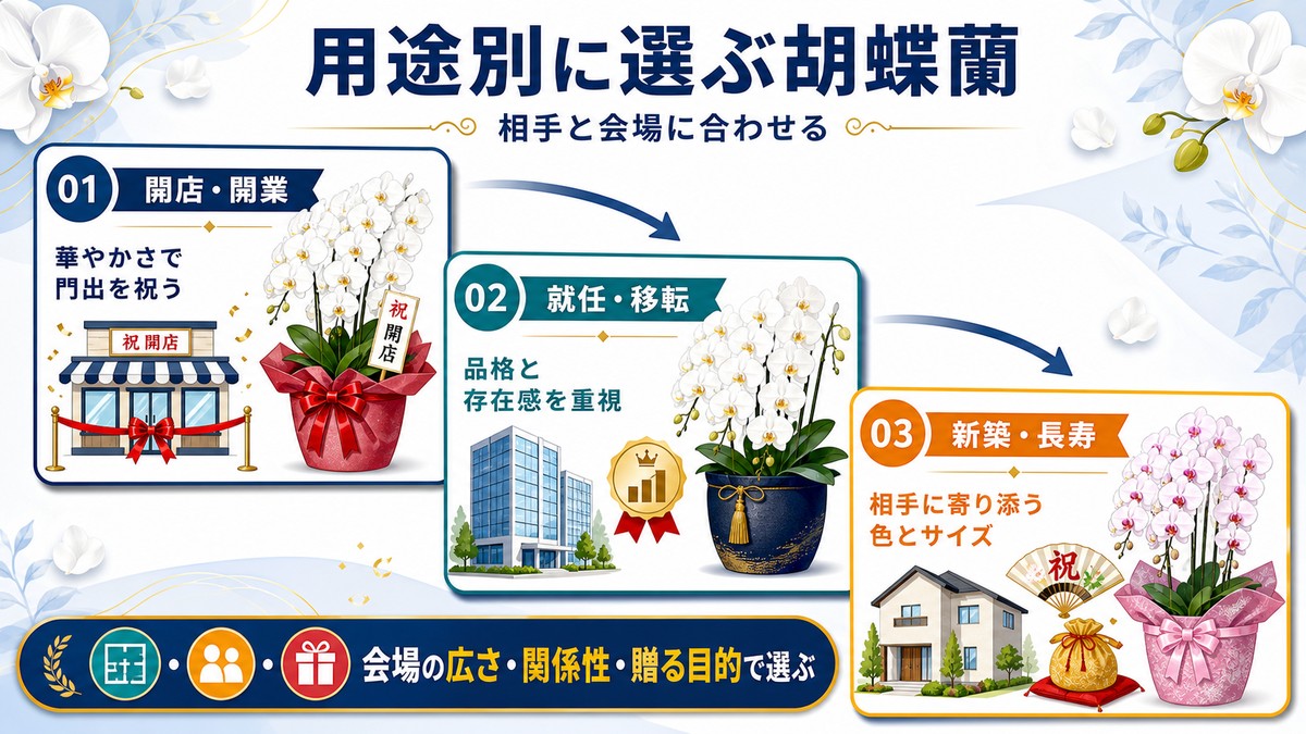 胡蝶蘭を贈るお祝い用途の比較図
