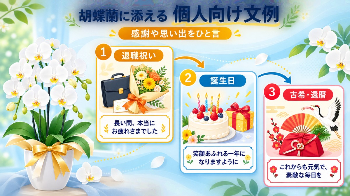 個人向け胡蝶蘭メッセージの用途一覧
