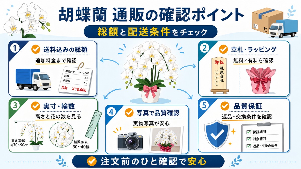 胡蝶蘭通販の注文前チェック項目