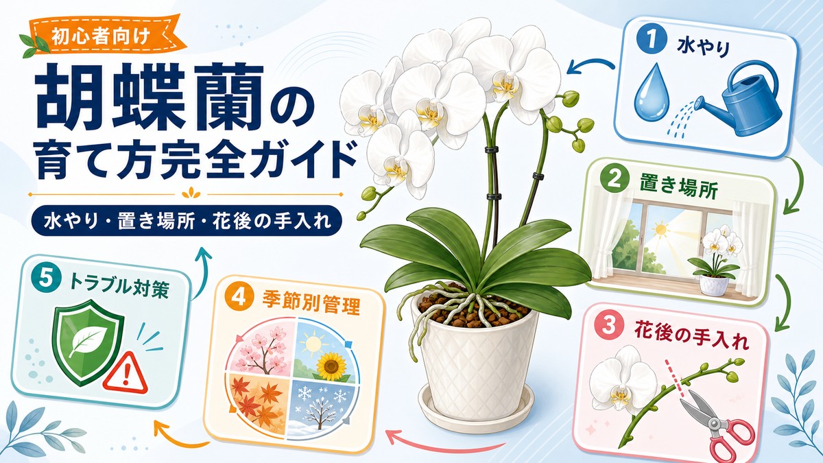 明るい室内で健康に育つ白い胡蝶蘭