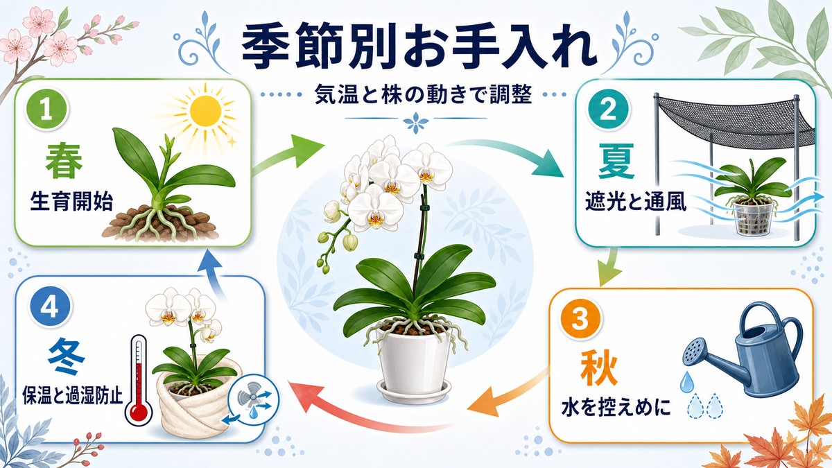 春夏秋冬における胡蝶蘭の管理ポイント