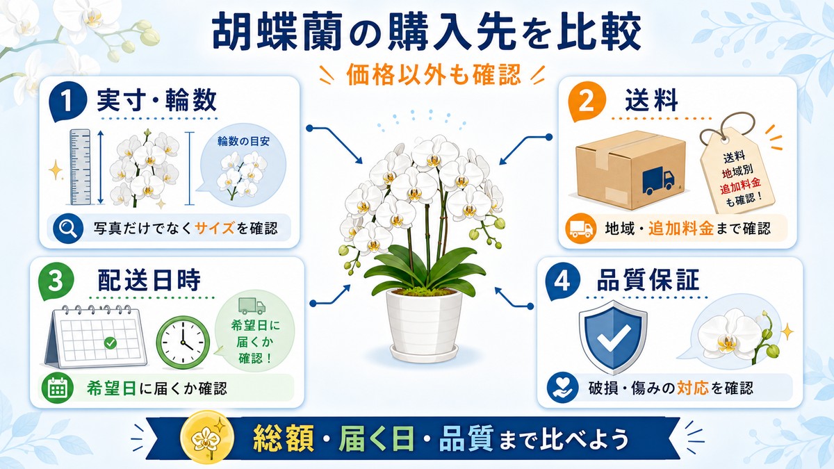 胡蝶蘭の通販と実店舗を比較するチェックリスト