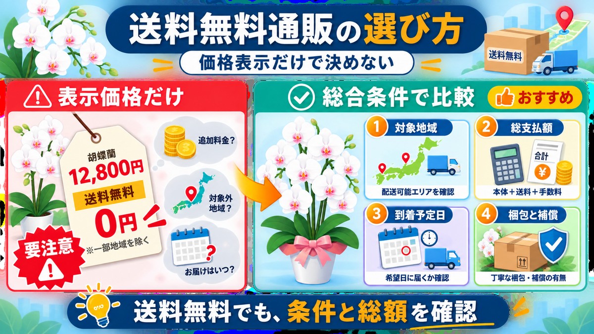 送料無料の胡蝶蘭通販を選ぶ5項目の図解