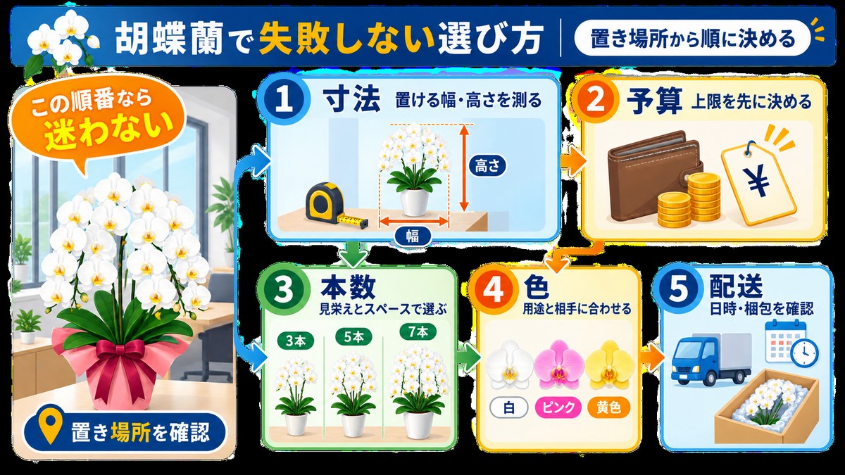 ミディ胡蝶蘭を選ぶ5つの手順