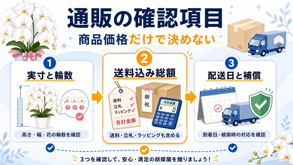 ミディ胡蝶蘭を通販で注文する際の確認項目