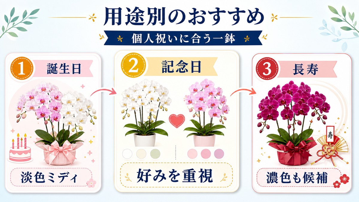 誕生日、結婚記念日、長寿祝いに合うピンクの胡蝶蘭