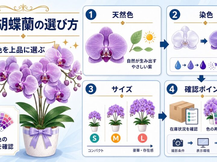 上品な紫色の胡蝶蘭3本立ち