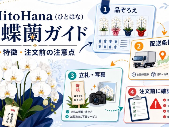 HitoHanaの胡蝶蘭を選ぶポイントを表した白い胡蝶蘭のギフトイメージ