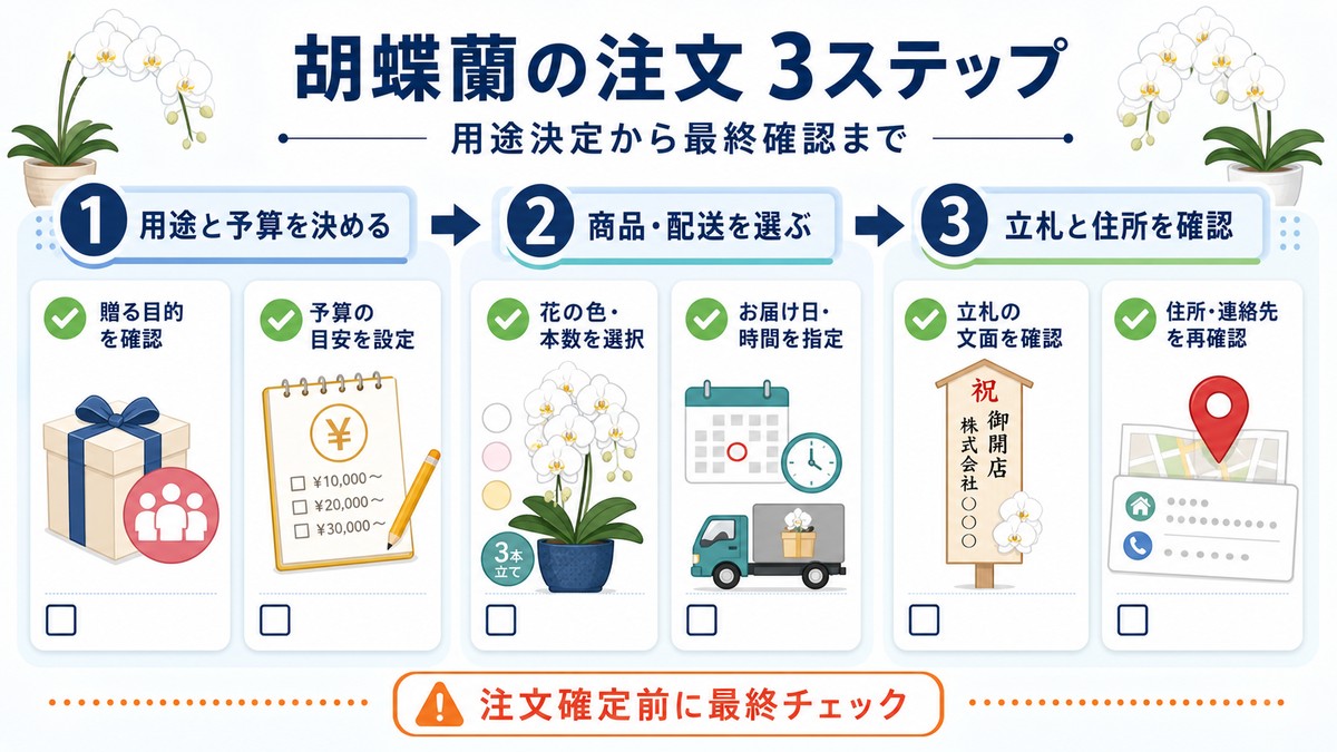 HitoHanaで胡蝶蘭を注文するときの手順